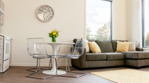 Furnished, contemporary living room in a stober group kelowna rental