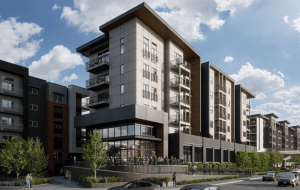 Park plaza residential building exterior in kelowna by stober group